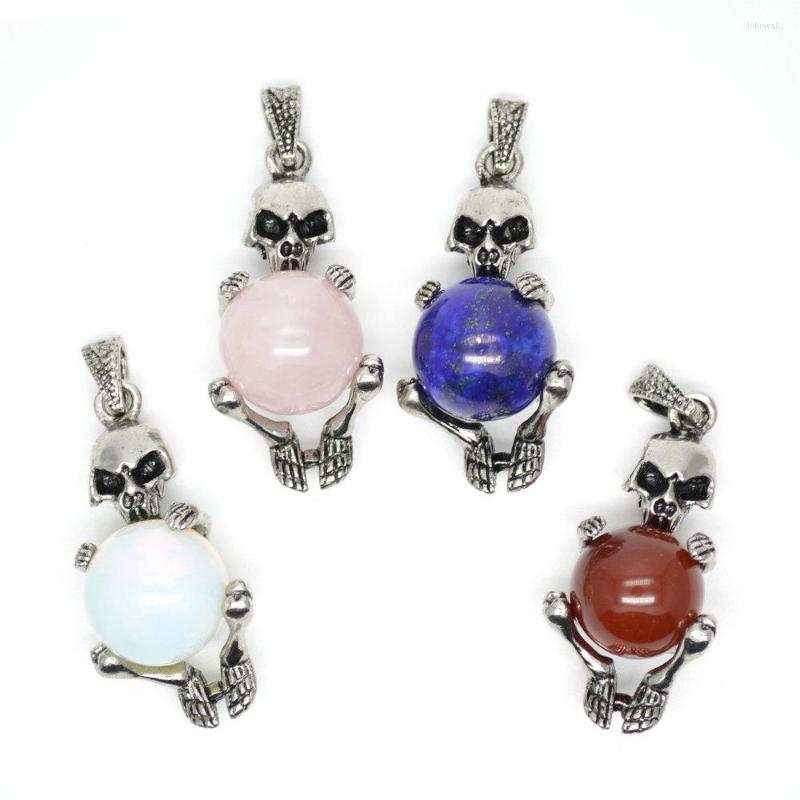 

Pendant Necklaces 5pc Children's Jewelry Human Skeleton Hold Red Stone Ball 18'' Rubber Chain Necklace Halloween Gift