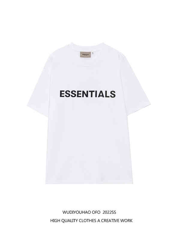 

Designer Summer 2023 Cotton t Shirt Fog Fear of Goddess Double ThreadEssentilas Letter Tide Brand American Casual Loose Short Sleeve t Shirt Men and Women BRM9, Beige