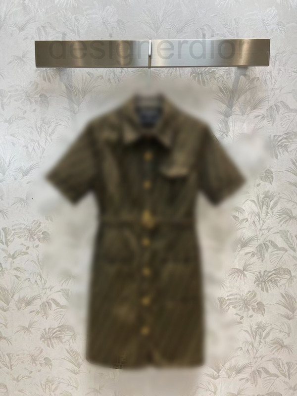 

Casual Dresses designer FD spring summer FF joint letter gold buckle belt decoration double F dress shirt style half open button design, 2# packing bag