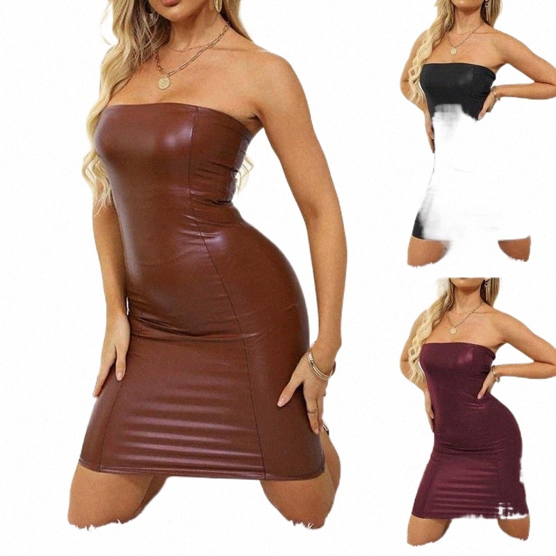 Skirts skirts Dresses Women Summer Sexy Party Strapless Bodycon Pu Leather Slim Package Hip Black Mini Dress Sundress 2022 Female ClothingSkirts-image-801394008
