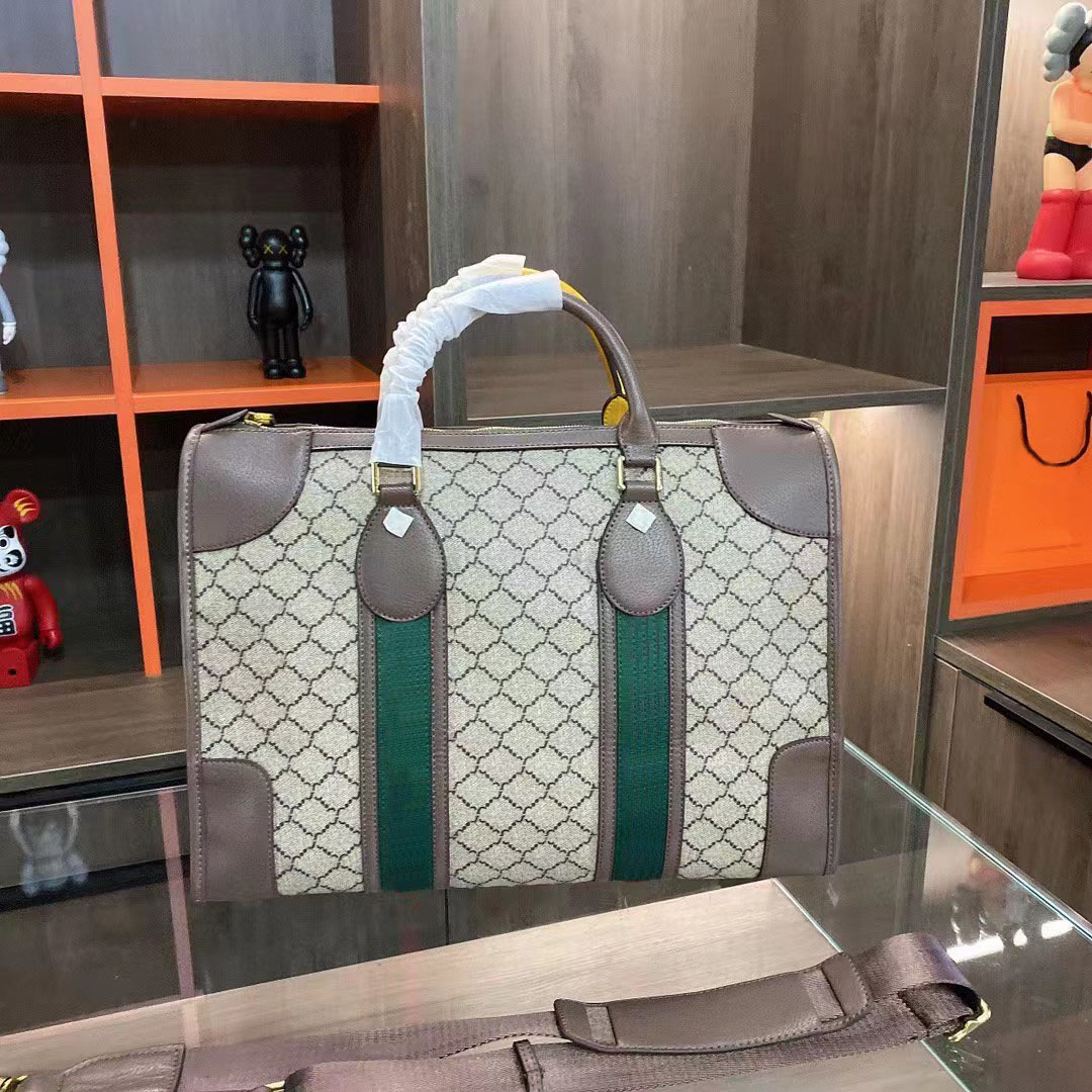 

Design design printed travel bag portable briefcase single shoulder Overnight bags, Brown