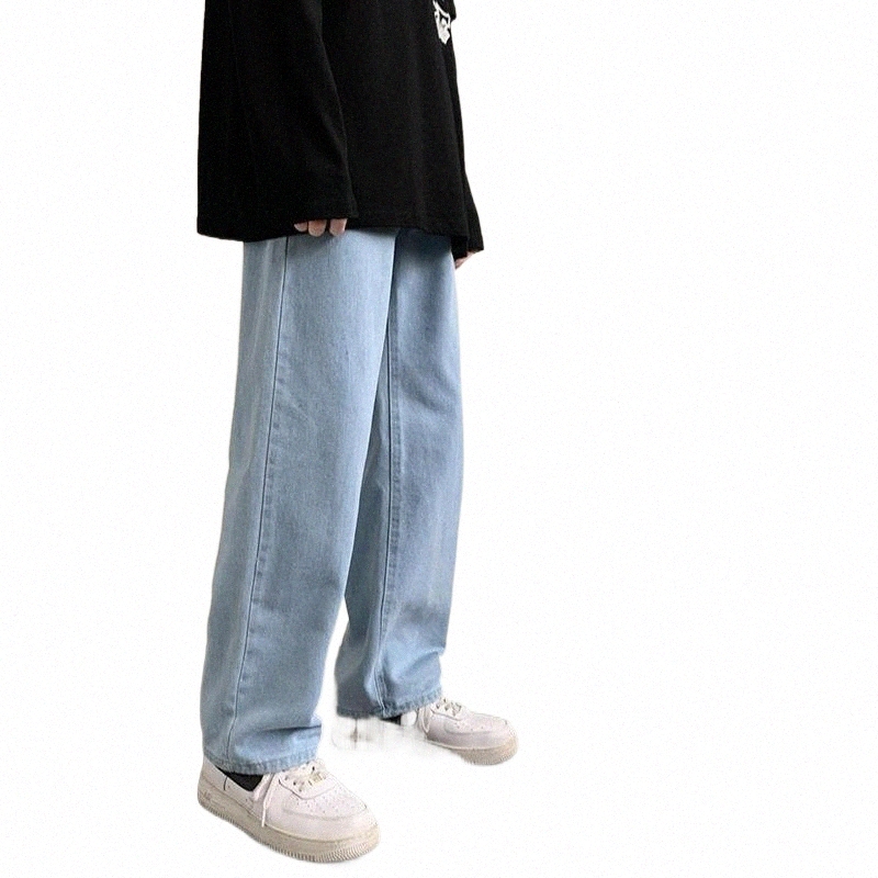 Men's Jeans men's Jeans Hip Hop Loose 2021 Autumn Streetwear Straight Baggy Wide Leg Pants Male Brand Trousers Light Blue T8gc#-image-801402178