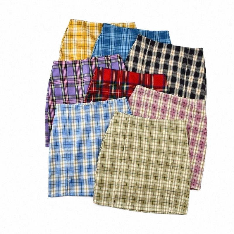 Skirts skirts Spring Summer Y2k Women Mini Plaid Pencil Skirt Sweet Cute Ladies Split Fork Faldas Jupe Short SkirtSkirts 09vB#-image-801393797