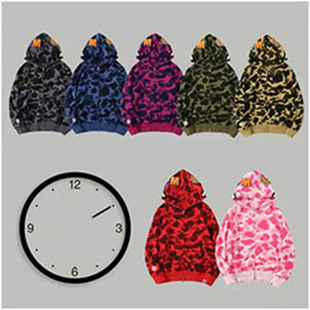 Sweatshirts Fashion Designer Sweater à capuche Shark Brand de camouflage Hip Hop Japonais Hooded Full Full Zip Mens Imprimé Red Womens Wear Wear