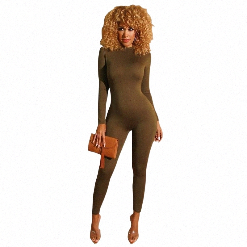 

Women' Jumpsuits & Rompers women' Jumpsuits & Rompers Lemon Gina Autumn Solid Color Double Wear Bodycon Jumpsuit Skinny Zipper Up Long Sleeve Romper Sexy Club Par U8W9#, Brown