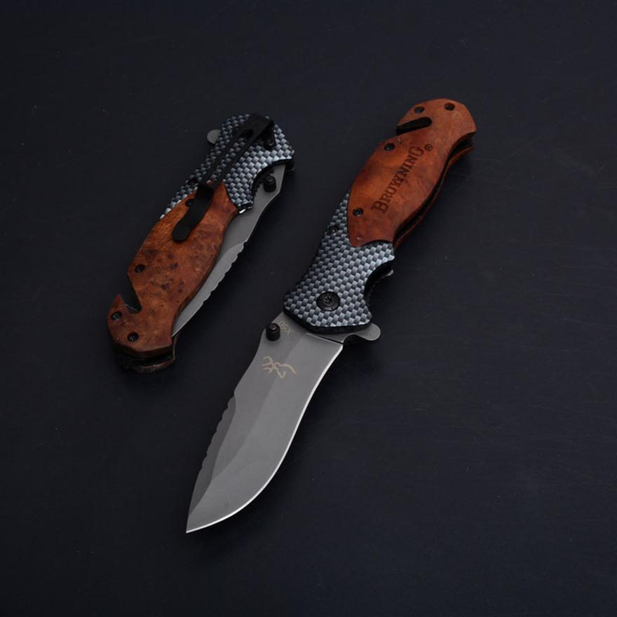 

New Browning X50 Titanium Tactical Folding Knife Flipper Outdoor Camping Hunting Survival Pocket EDC Tools 440C Wood Handle Rescue Util229R