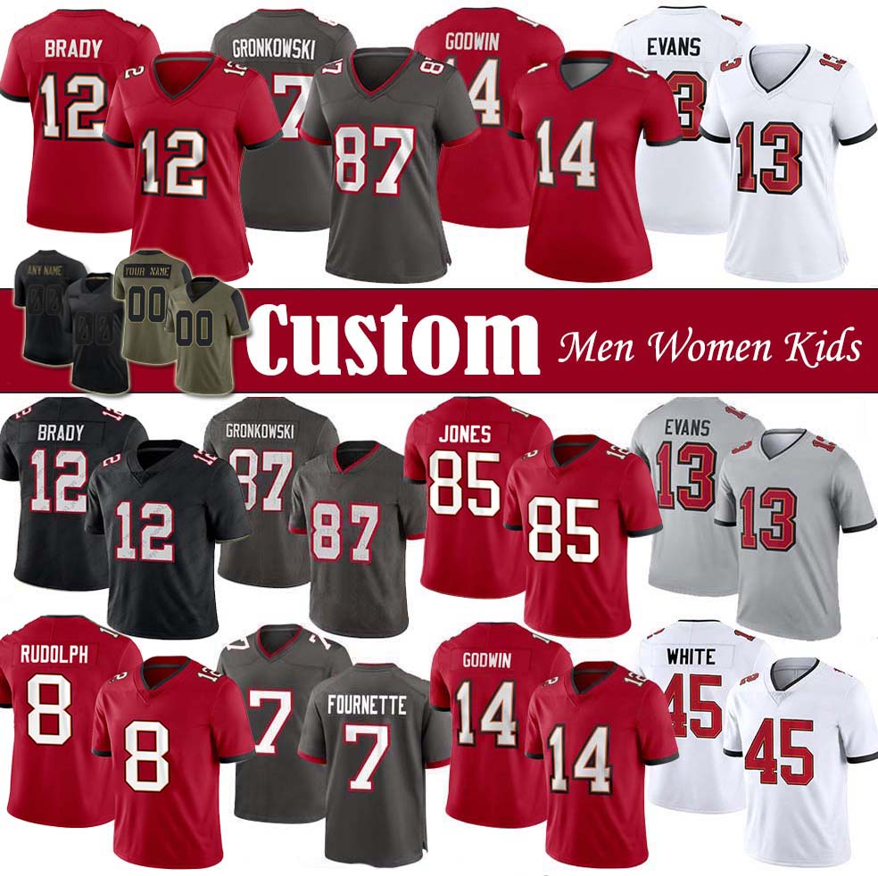 

12 Tom Brady 85 Julio Jones Football Jersey Mike Evans Devin White Chris Godwin Leonard Fournette Logan Hall Tampa''Bay''Buccaneers''Lavonte David, Shown