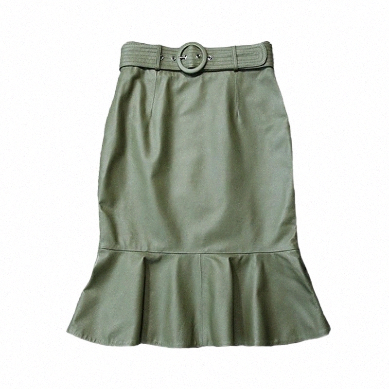 Skirts skirts Lady Genuine Leather Skirt Winter Autumn High Waisted Womens 2022 Long Sheepskin TF8509Skirts k0rm#-image-801385016