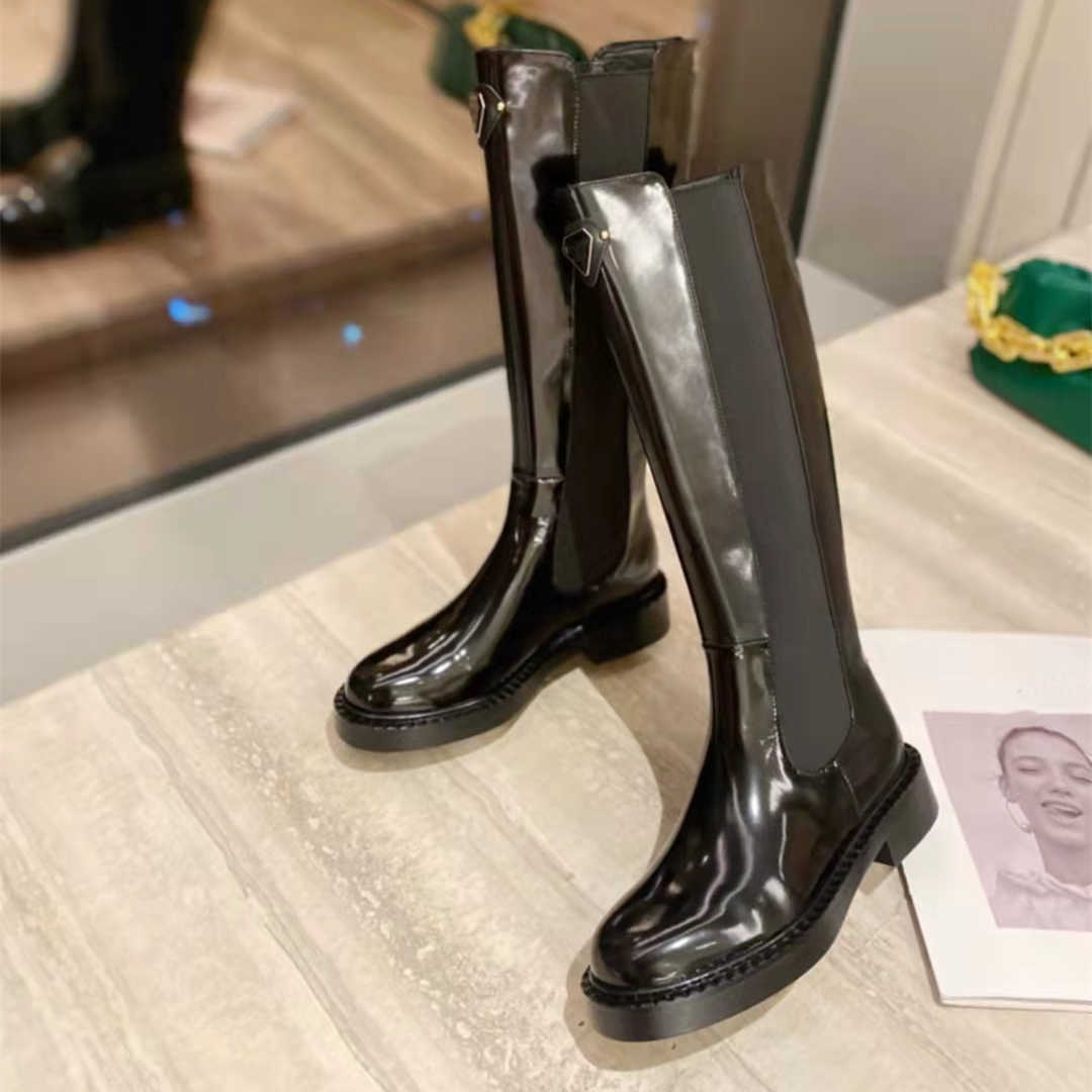 

2023 Autum Luxury Designer Women Boots Comfortable Leather Elastic Fabric With Zipper Knee Height Booties Quality, Color2