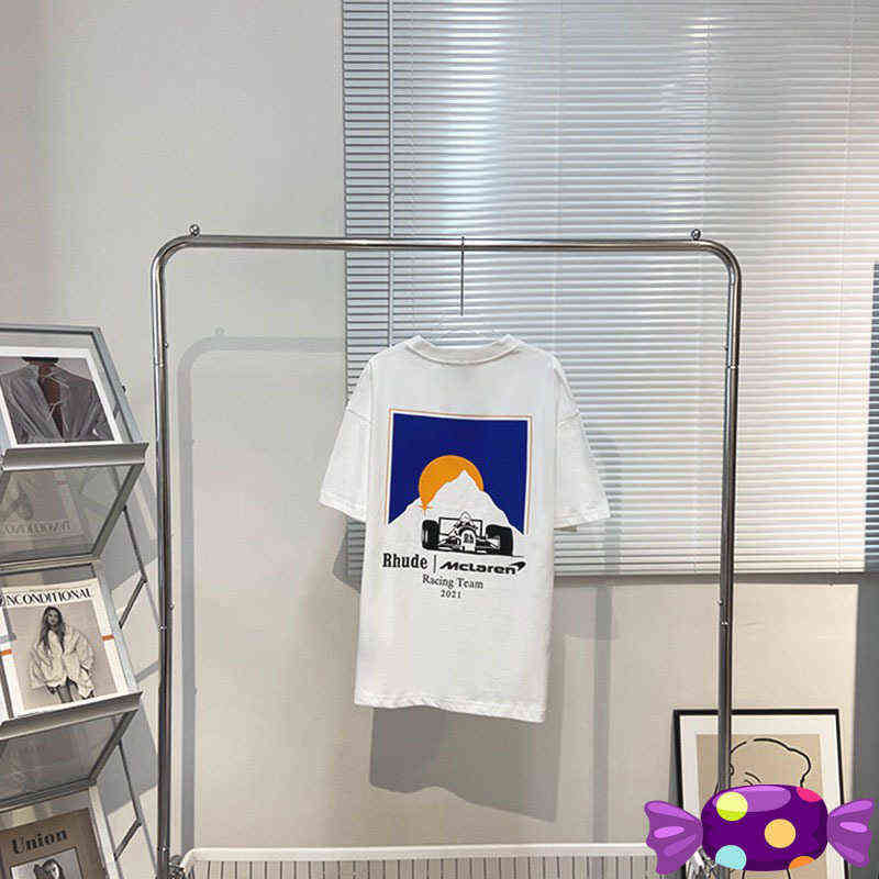 

Men' T-Shirts F1 Racing Vintage Setting Sun Printing Men Women T-shirt Black White Short Sleeve Tee T220909, Beige