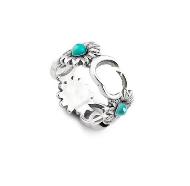 

Couple Rings double Gletter Small Daisy ring engraved vintage flowers S925 sterling silver Male and female couple pair ring Valentine's Day gift trend