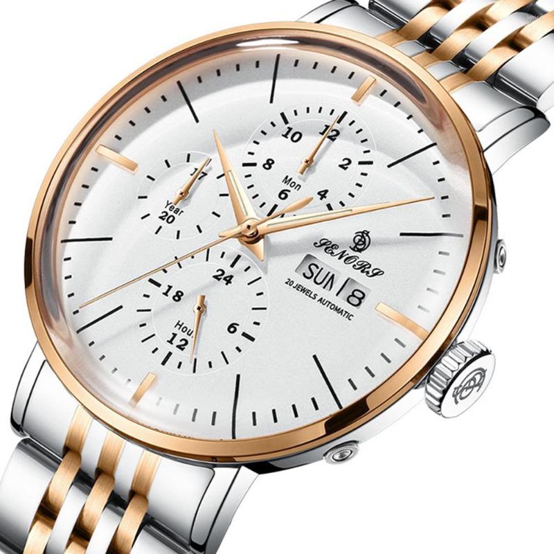 

Wristwatches Top Men's Sports Watches Men Waterproof Mechanical Watch Man Full Steel Military Automatic Wrist Relojes 2022, White