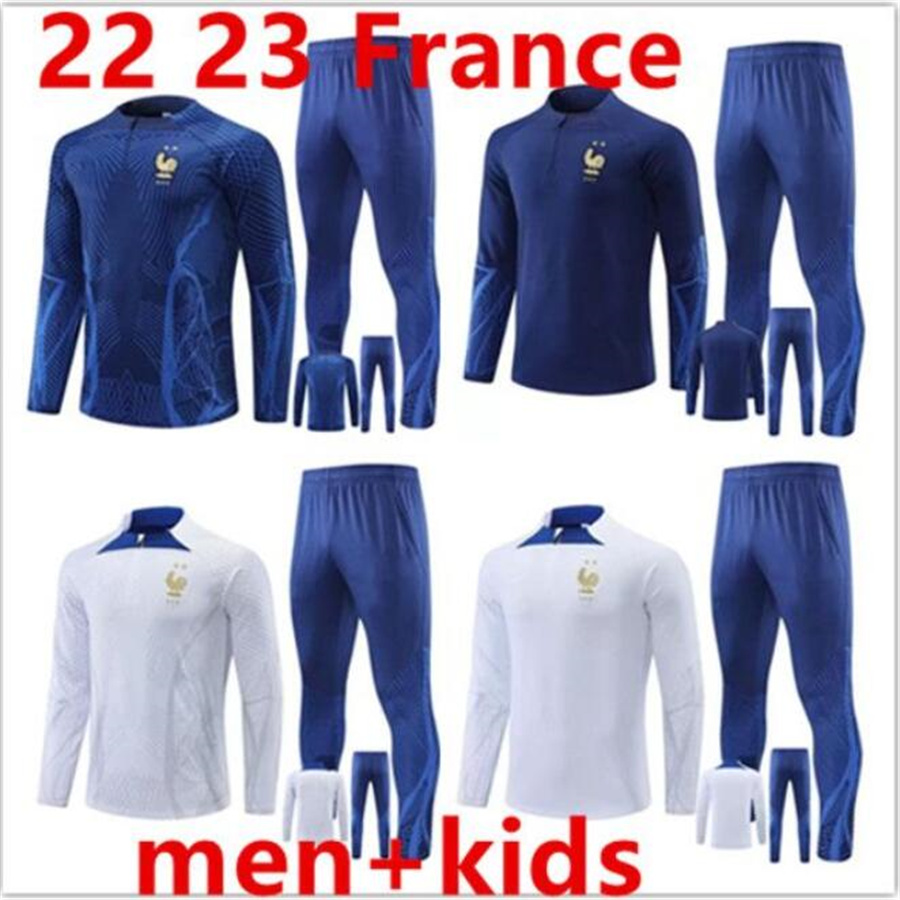 

22/23 World cup French training suit top soccer jersey BENZEMA MBAPPE GRIEZMANN Francia tracksuit equipe de Full Sets kids kit Men chandal 2022 2023 Maillot foot, Gray