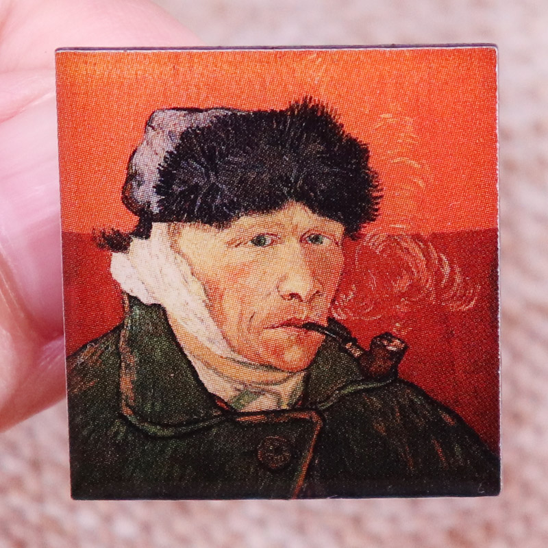

Other Fashion Accessories Artist Vincent Van Gogh Self Portrait with Bandaged Ear and Pipe Enamel Pins Lapel Pin Shirt Bag Badge Jewelry Gift for Friends
