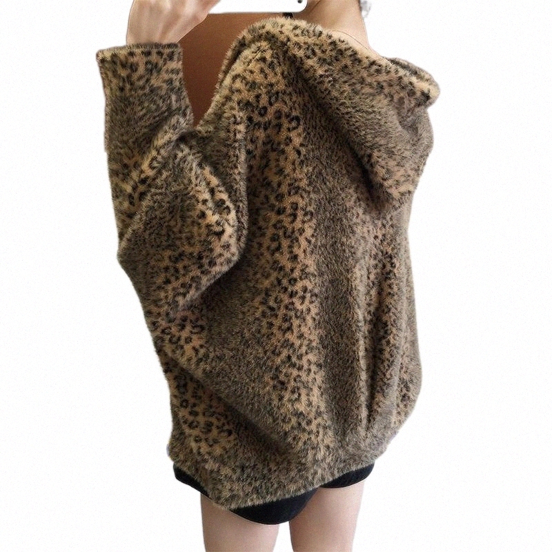 Women's Fur & Faux Fur women's Fur & Faux Women Mink Thick Coat Leopard Bomb Hooded Jacket S7Ua#