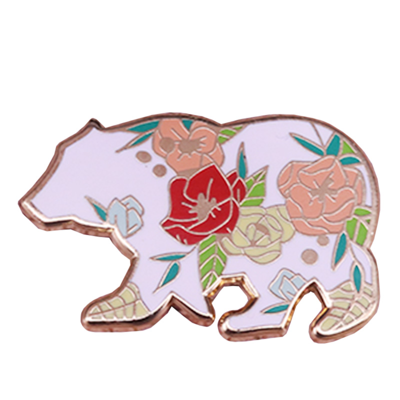 

Floral bear brooch nature landscape pin cute animal badge art jewelry Christmas gift jackets backpack decor, As picture