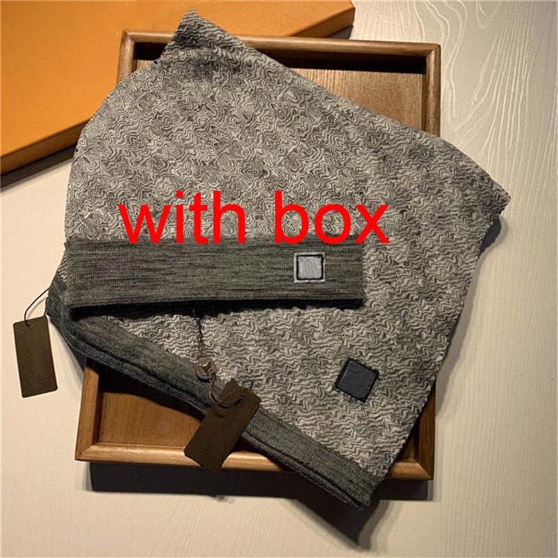 

Scarves Sets Women mens knitted Scarf and Hat Set Winter Warm Hats scarves Beanie Hat for men With BOX313u