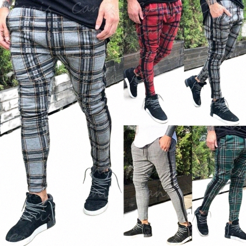 Men's Pants men's Pants Men Casual Plaid Sport Long Tracksuit Trousers Joggers Gym Sweatpants Autumn Slim Lace-Up Mens Elastic Pants1 3-image-801392565