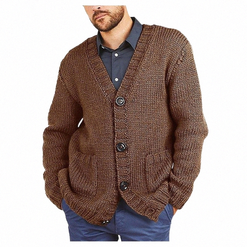 Men's Sweaters men's Sweaters 2021 Long Sleeve Cardigan Male Autumn And Winter Coat Casual Solid Color Outerwear Knitted Coat#g4 94CO#