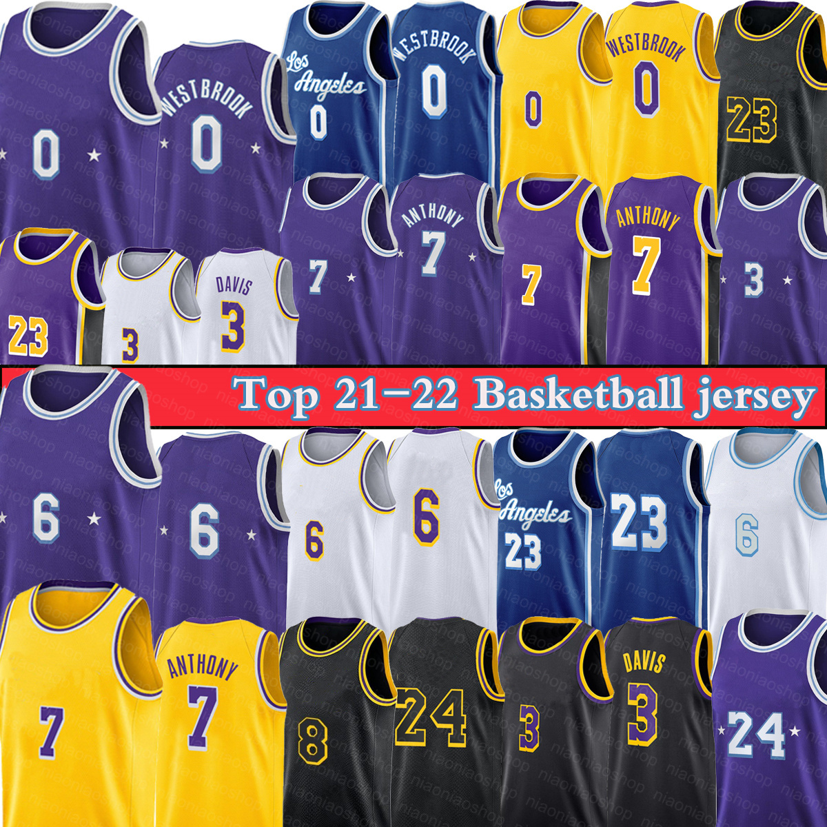 

Jersey Basketball''nba''Lakers Russell 0 Westbrook 6 James 23 Carmelo 7 Anthony 3 Davis 8 mamba 24 NCAA Retro Men Kid 75th Anniversary T-shirt, Hall of fame jersey