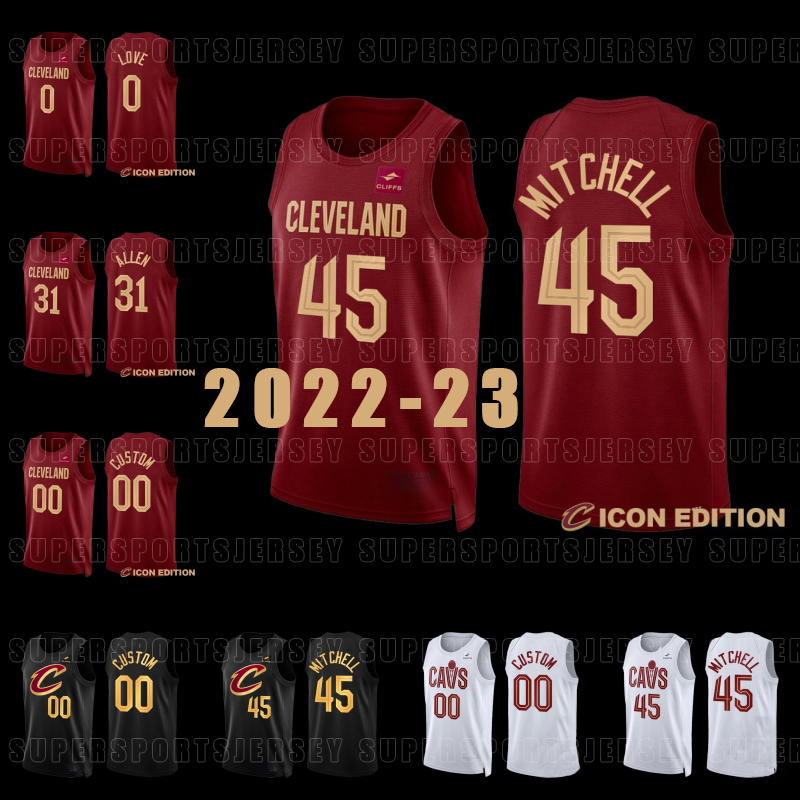 

2022 -23 Clevelands Cavalier Donovan Mitchell 45 Basketball Jersey Darius Garland 10 jerseys Kevin Love 0 Jarrett Allen 3Caris LeVert 1, 2022-23 red