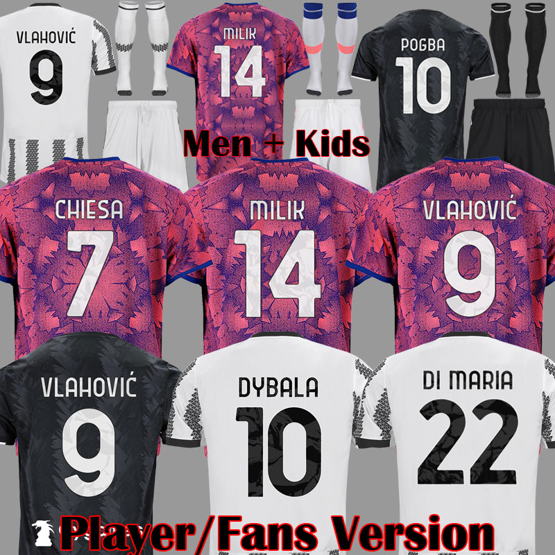 

22 23 VLAHOVIC CHIESA MILIK soccer jerseys juventus 2022 2023 POGBA men kids kit set BONUCCI football shirts kit MCKENNIE DI MARIA uniform socks 78635999, Pl third