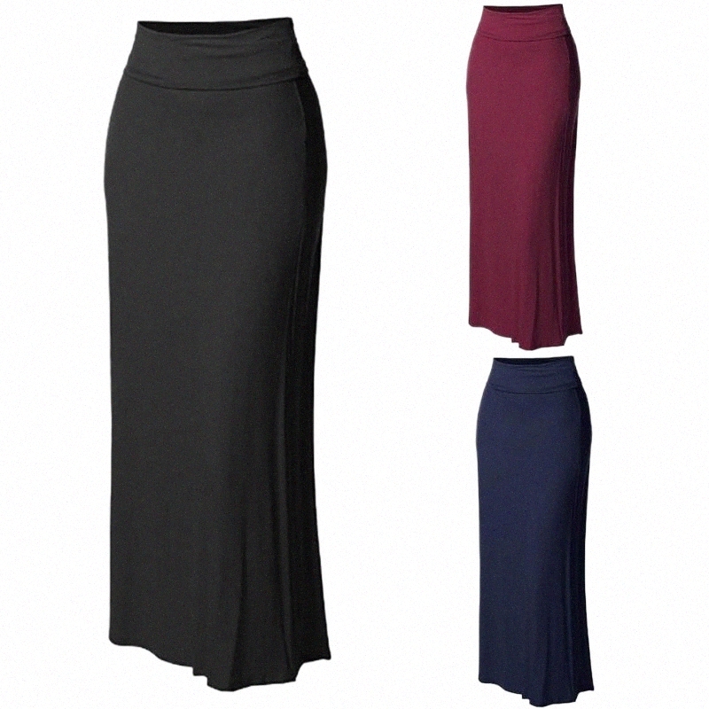 Skirts skirts High Waist Ladies Solid Sexy Long Pencil Skirt Faldas Women Comfort Bodycon Stitching Maxi FaldasSkirts K6bE#-image-801391153