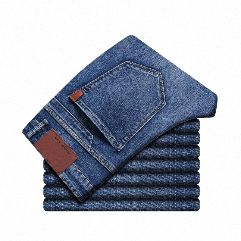 Men's Jeans men's Jeans Spring Autumn Smart Business Fashion Straight Regular Blue Stretch Denim Trousers Classic Men Plus Size 28-40 x-image-801403961