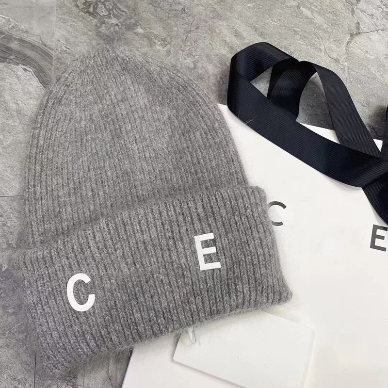 Designer brand men's beanie hats women's autumn and winter new CE letters fashion warm all-match knitted hats