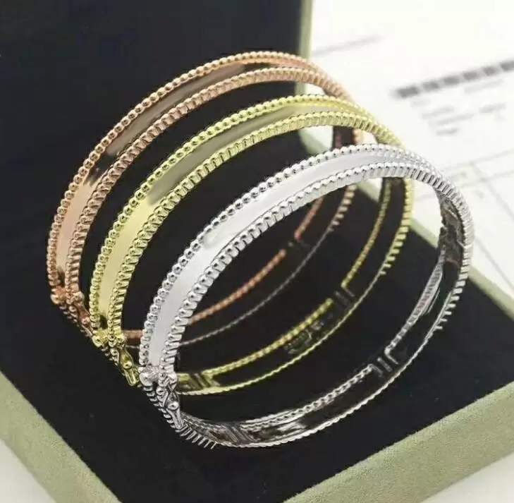 

Tennis fashion Bangle Four Leaf Clover 3 colors Bracelets VanBracelet Gold for Women Girls Valentine's Jewelry men Perlee signature series With box