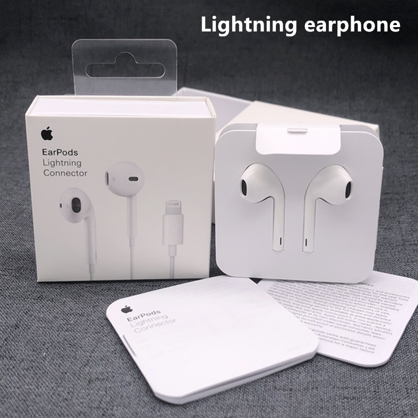 

Original lightning earphones for apple iphone 7 8 X 11 12 13 14 pro max stereo bass wired headphones in ear earbuds with mic headset With packaging, White