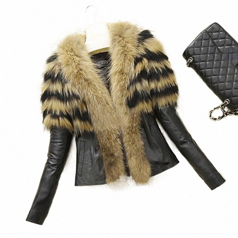 Women's Fur & Faux Fur women's Fur & Faux Winter Imitation Leather Overcoat 2021 Fashion Raccoon PU Coats Clothing u3Yy#
