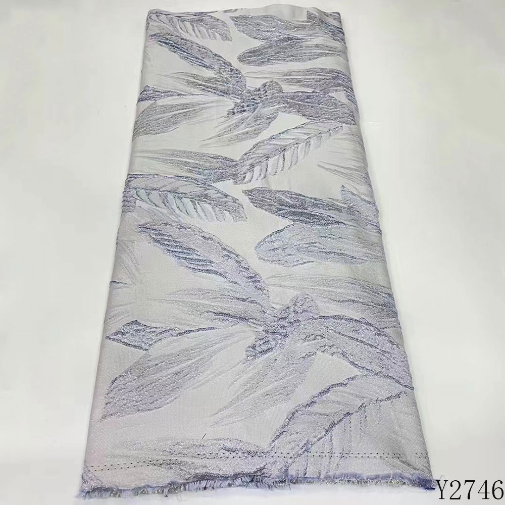 

2022 Latest Floral Brocade Fabric Jacquard Lace Cloth Nigerian Damask Organza Mesh Material French Tulle Net For Sewing Y2746