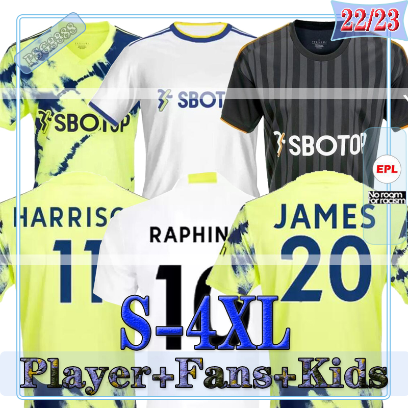 

Size S-4XL 22 23 Soccer Jerseys BAMFORD away RAPHINHA HARRISON yellow Shirt 2022 2023 Leeds Unitedes Maillot Foot JAMES MESLIER Uniforms Men kids socks football shirt, (fans)