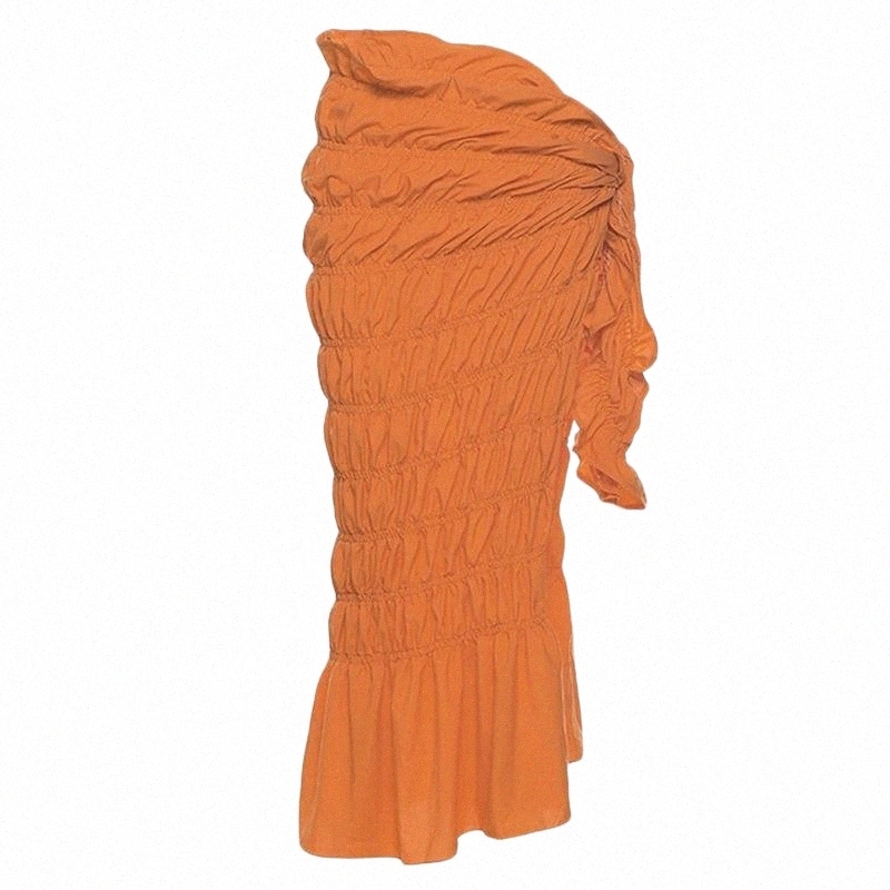 Skirts skirts Women Summer Sexy Side Split Tie Wrap Long Skirt Solid Color High Waist Pleated Ruched Ruffle Hem Asymmetrical Beach Cover Up B6Tp#-image-801395125