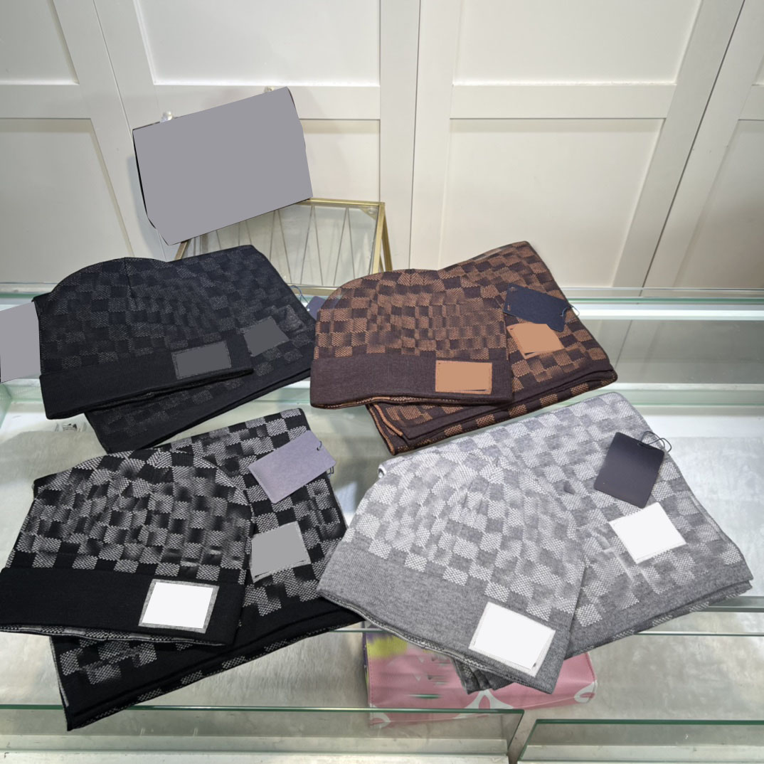 

Fashion luxury hats&scaves sets designer hat and scarf woman mens knit scarf set beanie cashmere wool knitted design letter embroidery beanies 20colors keep warm