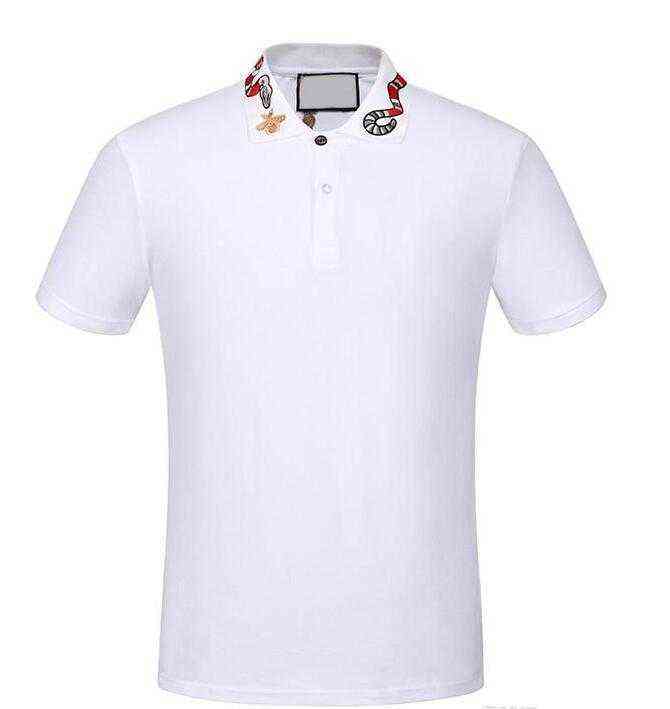 

Men's T-Shirts New Mens Stylist Polo Shirts High Street Short Sleeve Luxurys Designer Polos Men Fashion Snake Bee Floral Embroidery Cotton T-Shirt Casual, 1 button