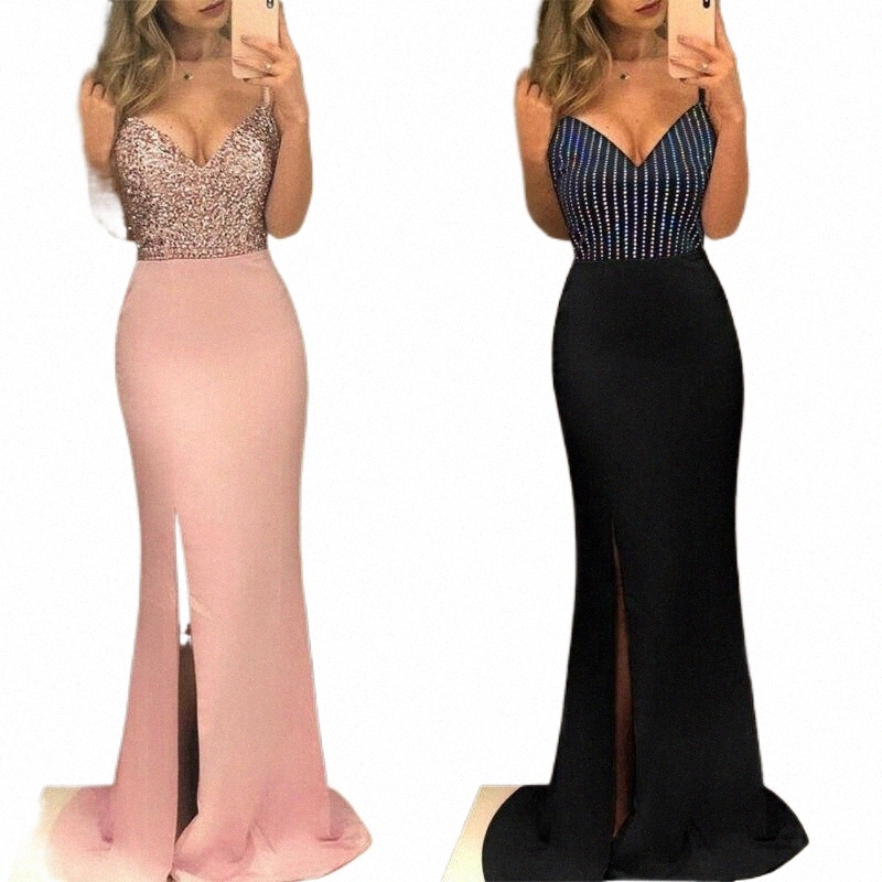 Casual Dresses casual Dresses Women Sequins Long Evening Cocktail Ladies Elegant V Neck Backless Bodycon Party Ball Gown Formal Dress y0kp#-image-801615903