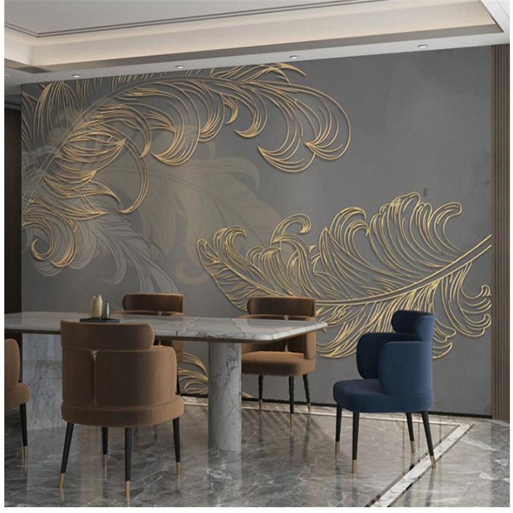 

3d customized wallpaper living room TV background bedroom light luxury line wallpaper three-dimensional relief mural, Grey