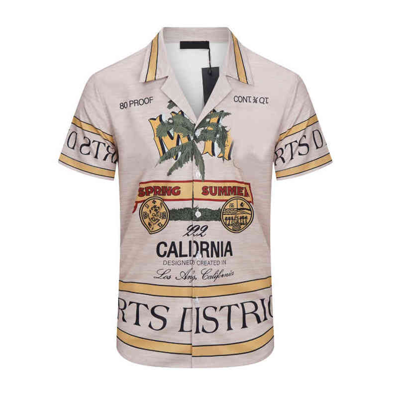 

Men's Casual Shirts 22ss LUXURY Casual Printed Shirt For Men Short Sleeve Botton Collar Loose Comfortable Cotton Party Beach Hawaiian Men's Shirts, Customize