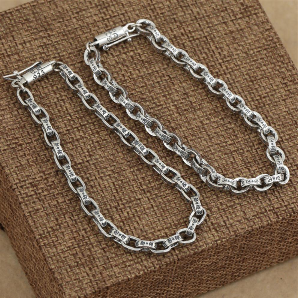 

S925 Sterling Personalized Thai Silver Men's and Women's Korean Cross Ch Letter Simple Bracelet Q992281N