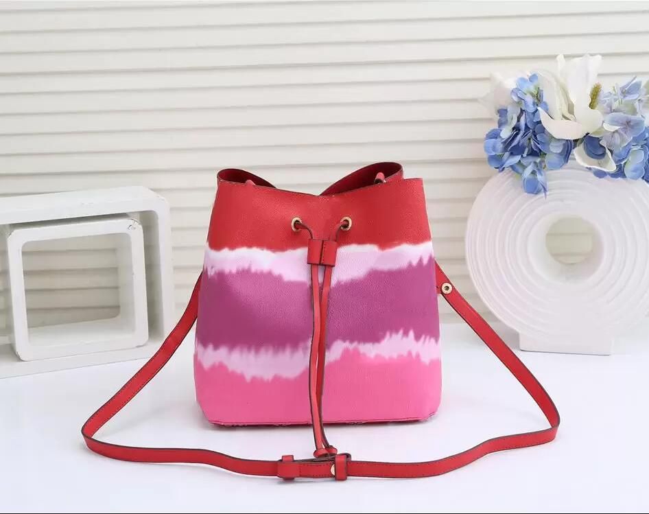 

Classic Designers Handbags Fashion Women's Bucket Bags flower Purses Women Tote Brand Letter Genuine PU Leather Shoulder crossbody bag, Purple