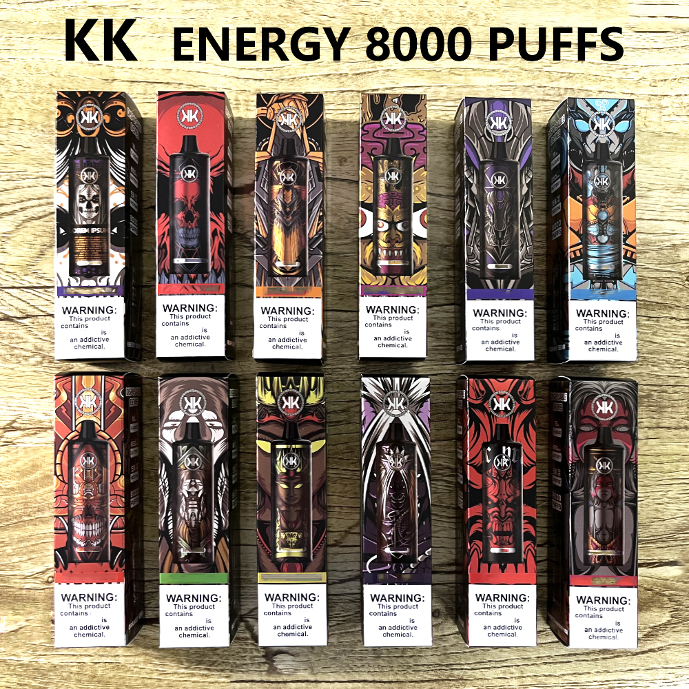 

new KK energy 8000 puffs disposable e cigarette device 1.2 ohm mesh coil vapes prefilled 16ml pod rechargeable vape 12 colors vaporizer pen original