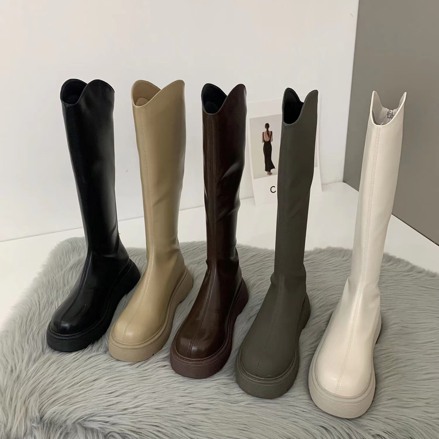 2022 Luxury Female Shoes Fashion Winter Women Designer High Quality Leather WomensTall Boot Black Reds sole foresta Woman