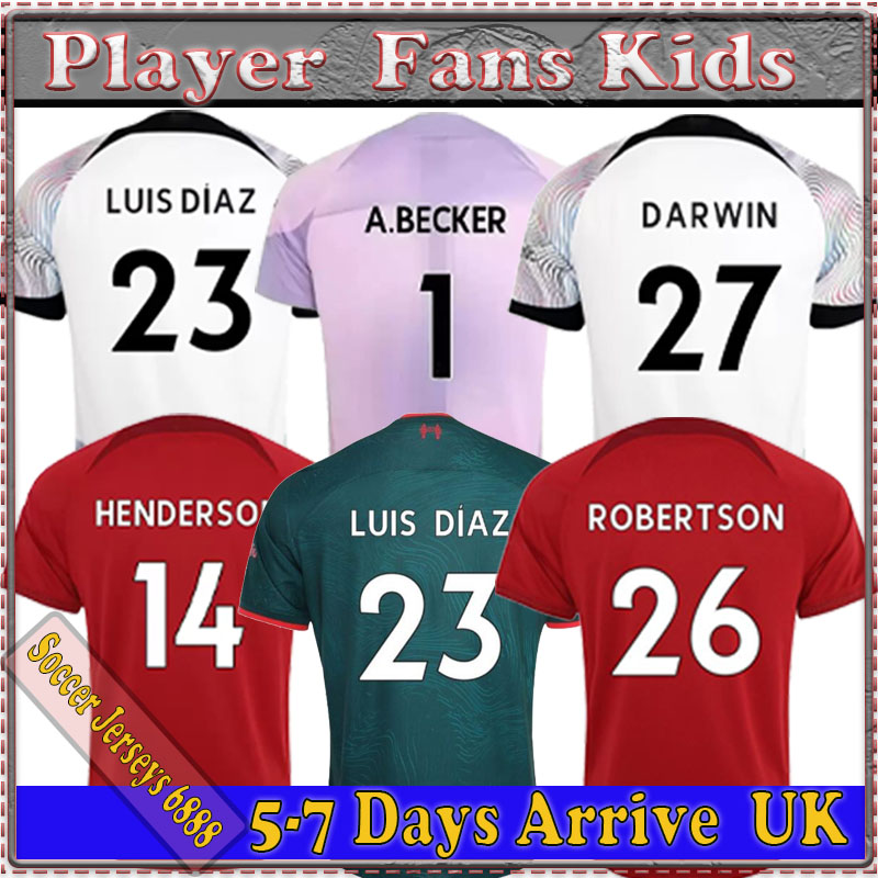 

22 23 Fans Player version lvp soccer jerseys season VIRGIL SALAH FIRMINO DARWIN 2022 2023 Mohamed Diogo Luis DIaz Alexander Arnold football shirts men kids kit socks, 22/23 away kit socks