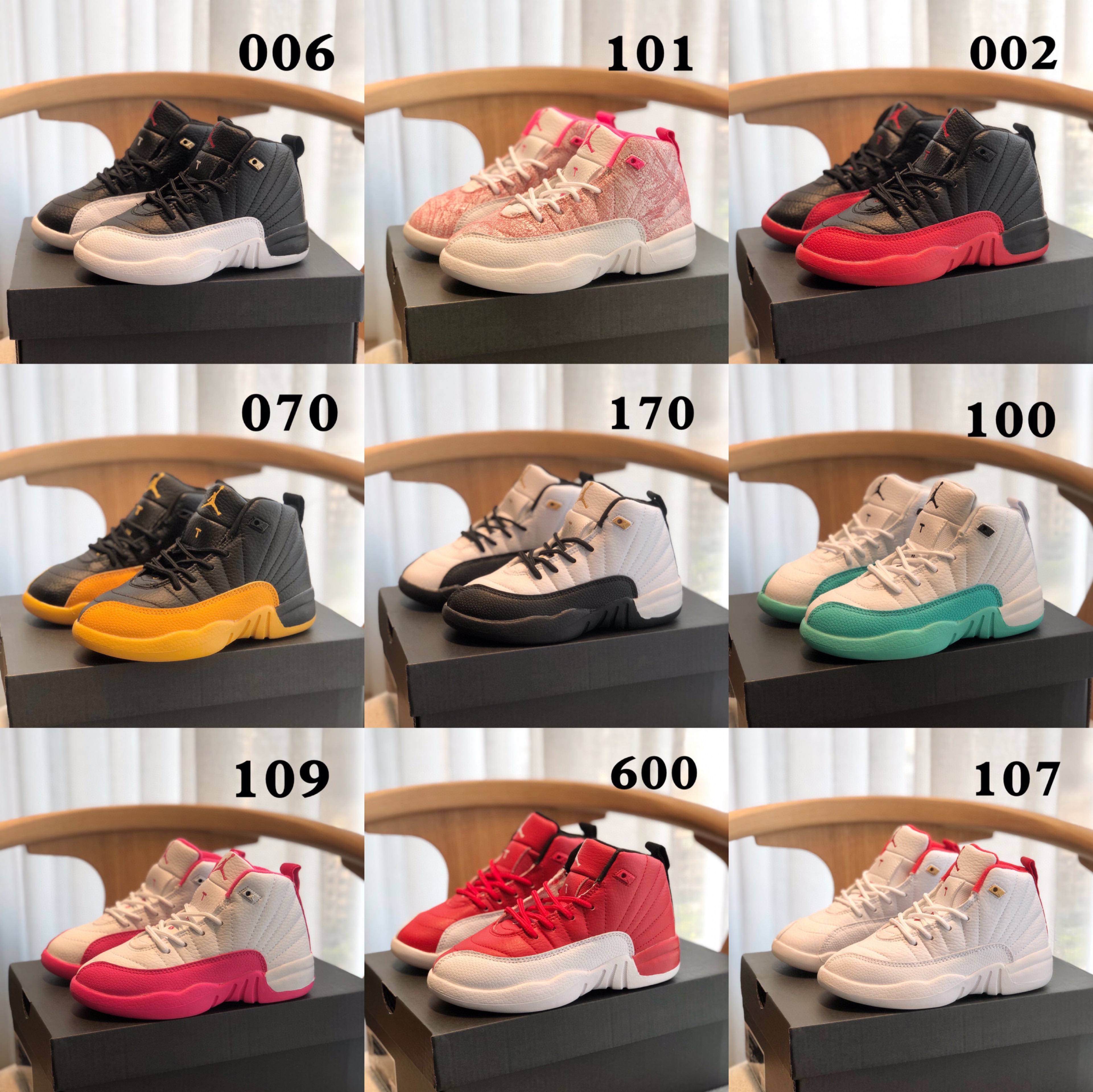 29Color ASH Jumpman 12 Chaussures pour enfants Sandales Chaussures de course Taille de haute qualité 28-35