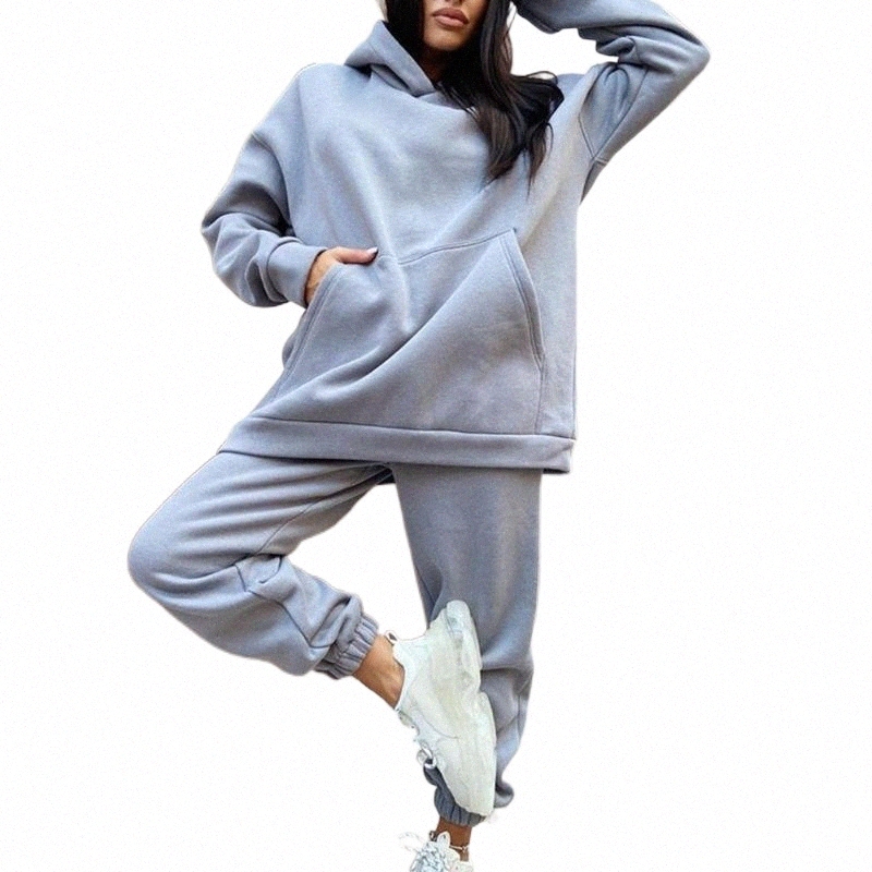 Women's Tracksuits autumn Winter 2 Piece Set Women's Tracksuit Oversized Hoodie And Pants Solid Outfits Casual Sport Suit Two Women Tra-image-801597096