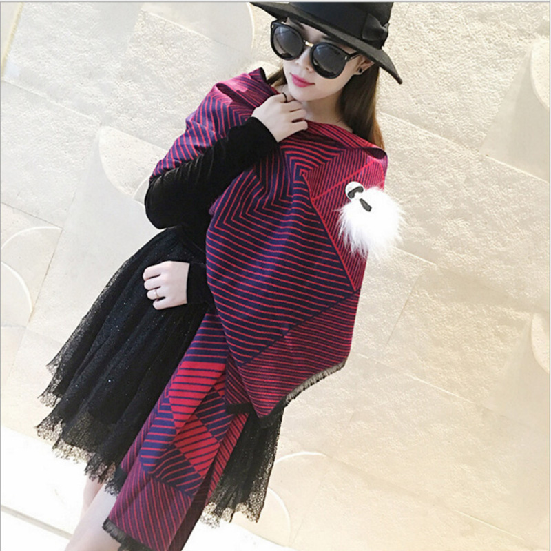 

Thick Warm Winter Scarf Plaid Design Print Women Cashmere Pashmina Shawl Lady Wrap Scarves Knitted Female Foulard Blanket