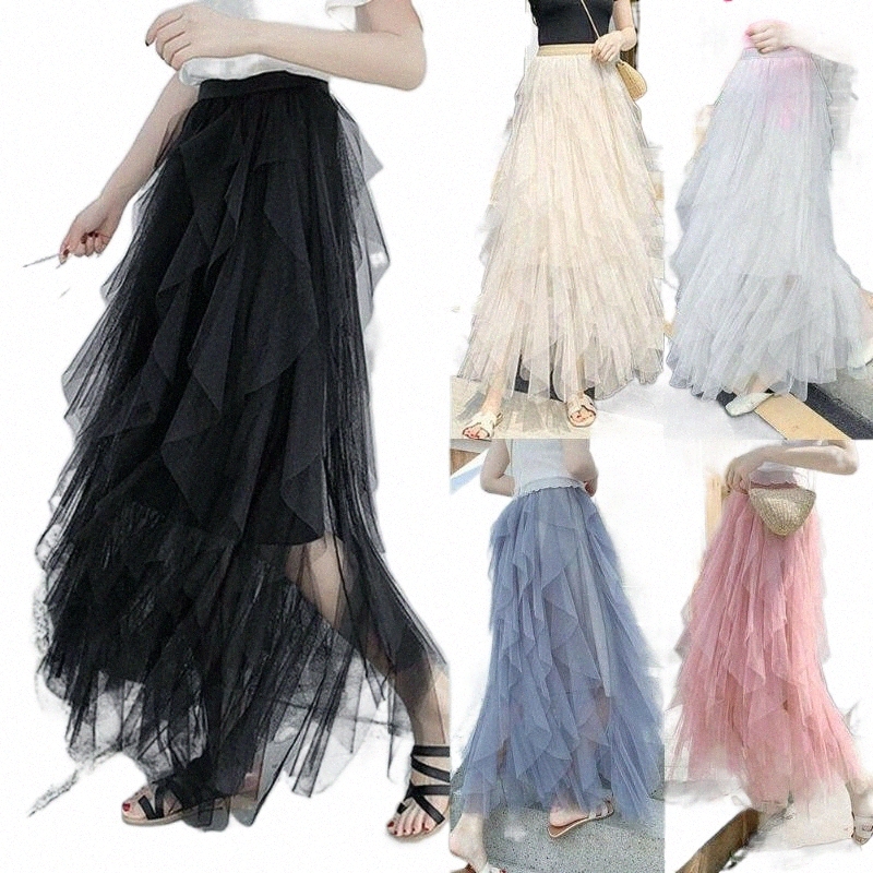 Skirts skirts 2022 Women Irregular Stylish Fairy Tutu Summer Princess Multilayer Skirt Female Ball Gown Solid 95hS#-image-801615499