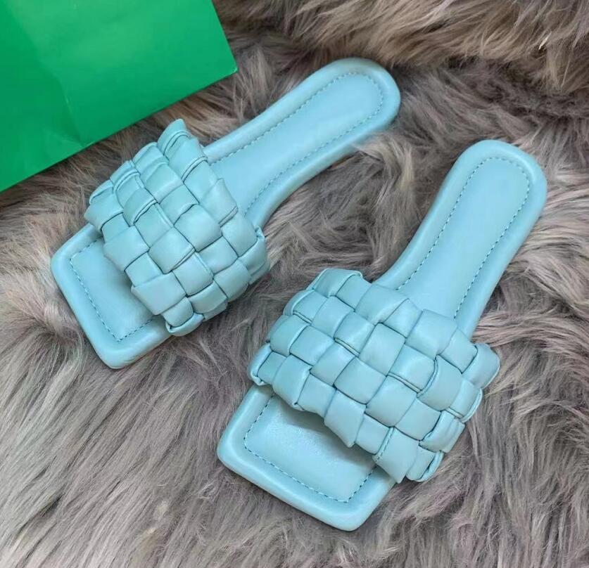 

Fashion Flats square head Slipper Leather weave Women pure color Sandal Summer Outdoor Beach Shoes Designer brand Leisure Slippers Fashion Sandals, Not for individual sale